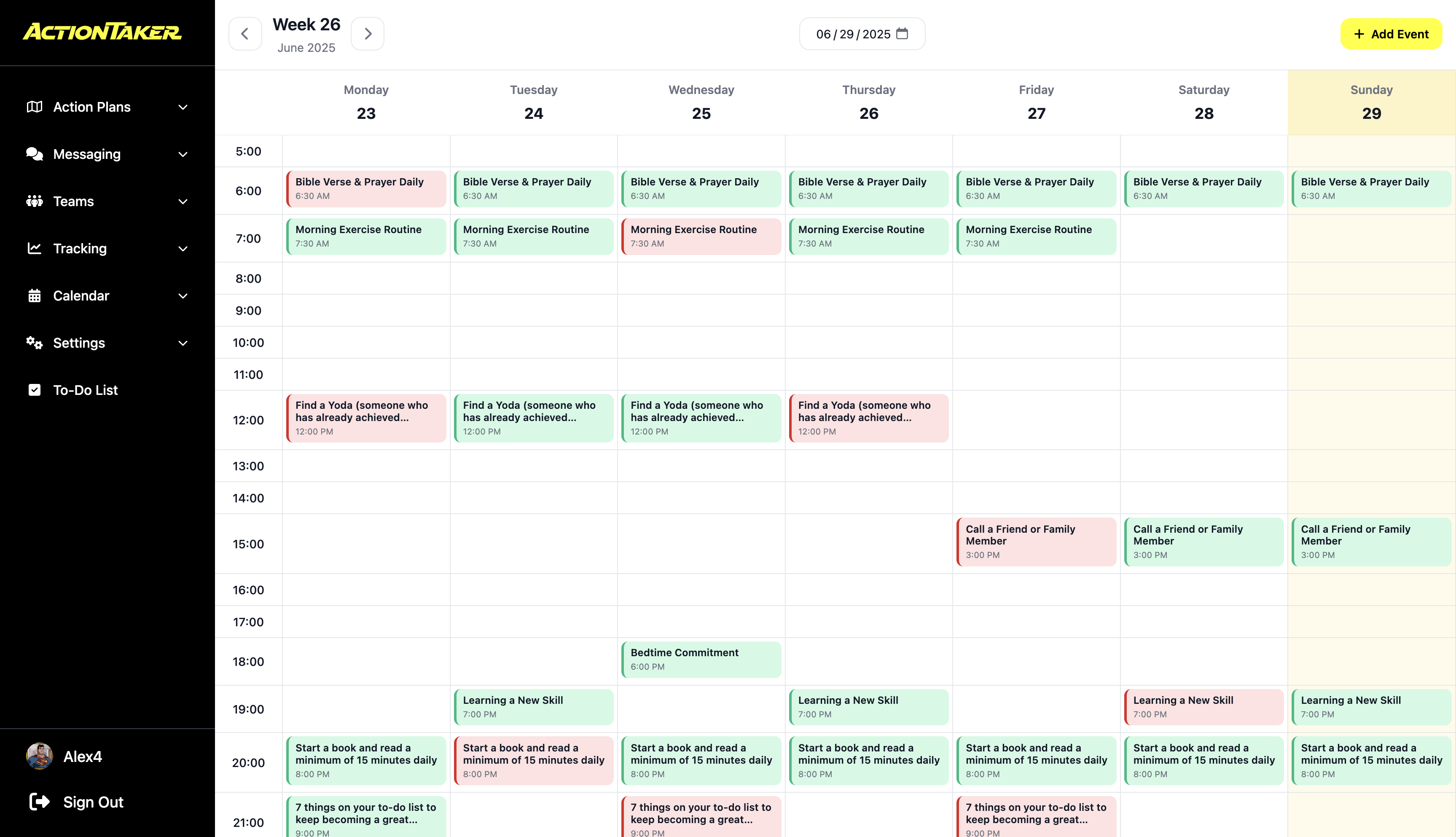 ActionTaker Calendar Interface